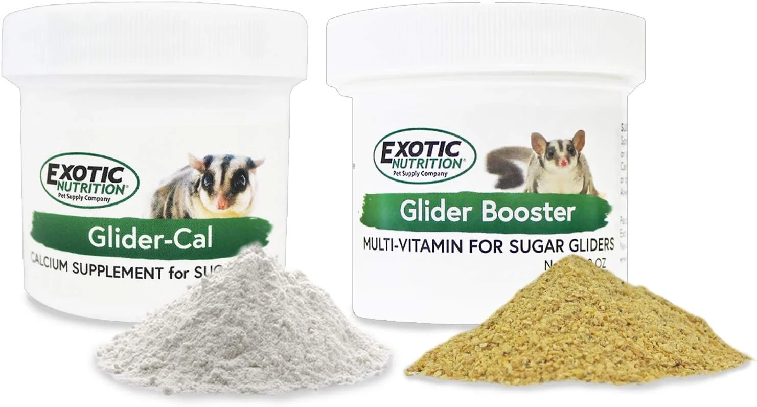 High-Grade Exotic Nutrition Sugar Glider Vitamin Combo Pack – Powder Multivitamin Powder Calcium Supplement for Pet Sugar Gliders Superior
