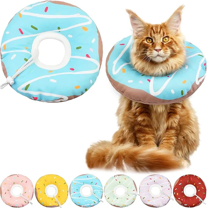 Specialty Cat Cone Collar Soft Waterproof Cat Recovery Collars Spay Cones to Stop Licking Cute Donut E Collar After Surgery Anti-Lick Wound Healing Safety Elizabethan Collar for Kittens Donut Blue Large About ThisOverview Contemporary