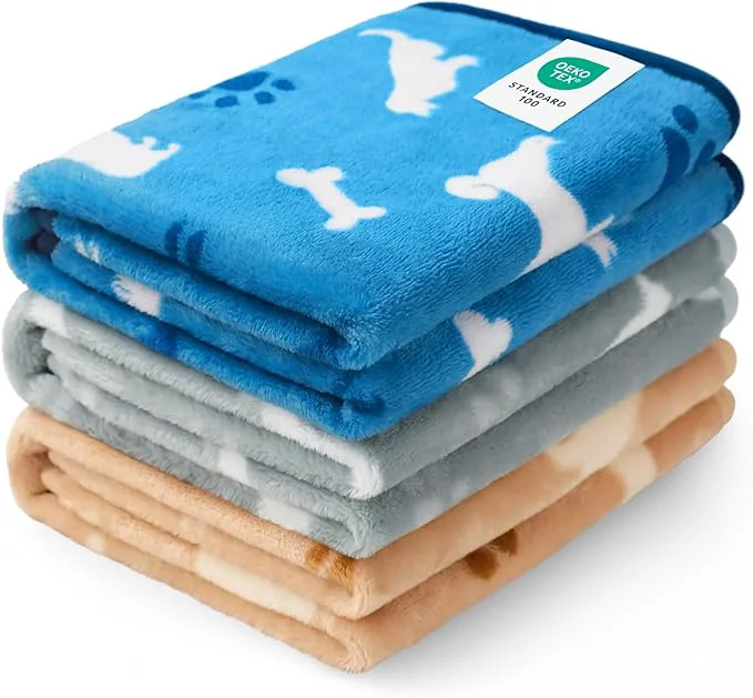 Dependable Luciphia 1 Pack 3 Dog Printed Fleece Pet Blankets Washable，Soft Warm Throw Covers for Crate Couch Bed，Cozy Puppy Essentials for Dogs and Cats， Blue Grey Khaki Large 41×31 inch About ThisOverview Traditional