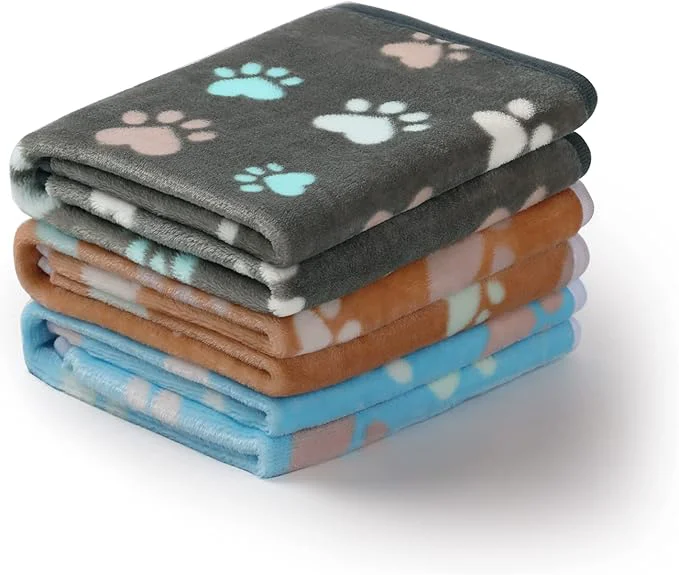 Fashionable Luciphia 1 Pack 3 Blankets Fluffy Premium Fleece Pet Blanket Flannel Paw Printed Throw for Dog Cat Small 23×16” Grey Brown Blue About ThisOverview Smooth