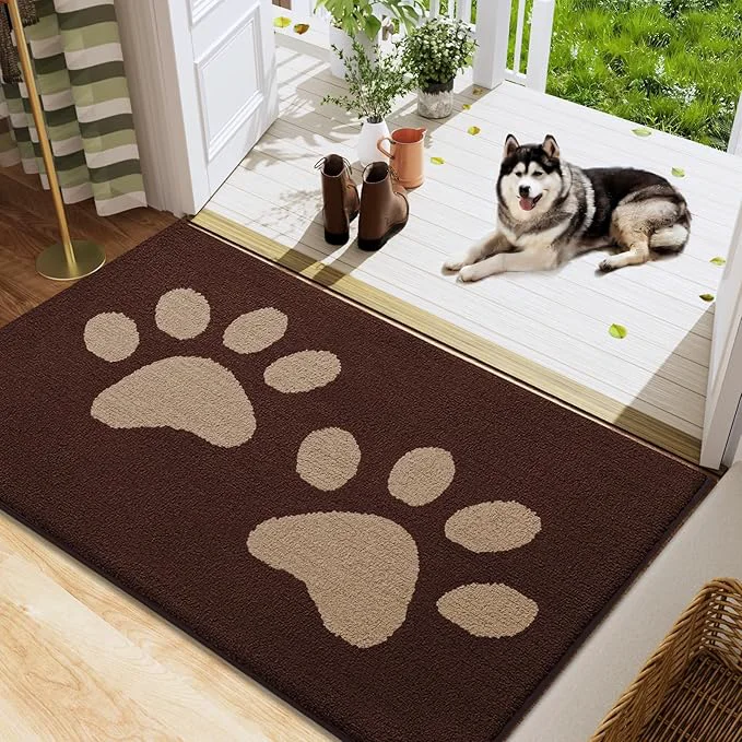 Original Design Buganda Dog Door Mat for Muddy Paws Absorbent Dirt Trapper Washable Indoor Superior