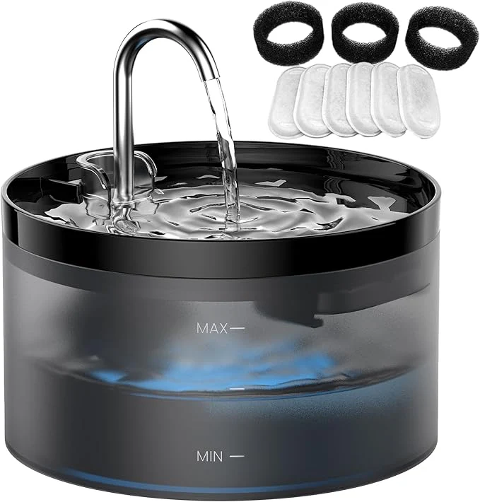Effective Cat Water Fountain Pet Fountain 67oz 2L Cat Water Dispenser – Black Pet Dispenser – Faucet Dog Bowl – with 6 Filters 3 Sponges – GIOTOHUNAbout ThisOverview Practical