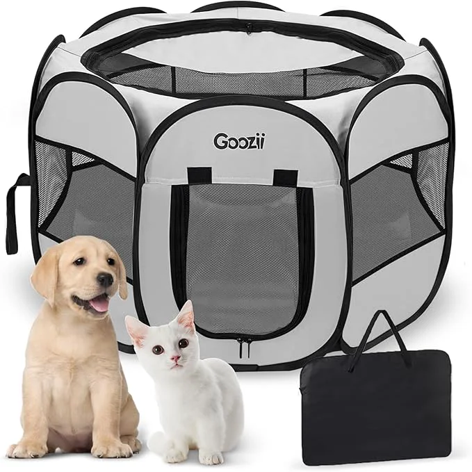 Elegant Pet Cat Playpen for Indoor Cats Enclosed Puppy Dog Play Pen for Outdoor Travel Camping Medium Size Light Grey About ThisOverview Enhanced
