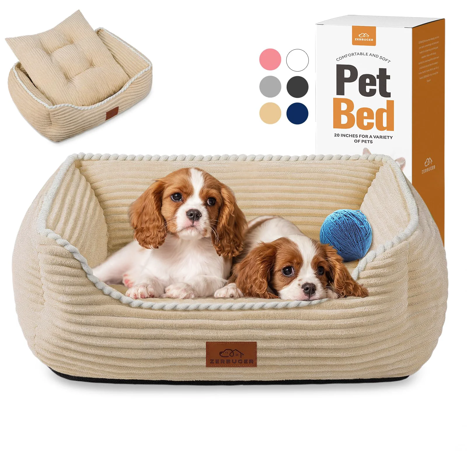 First-Class Zerbuger Rectangle Pet Bed Medium Coffee – Non-Slip Machine Washable Indoor Outdoor Trusted