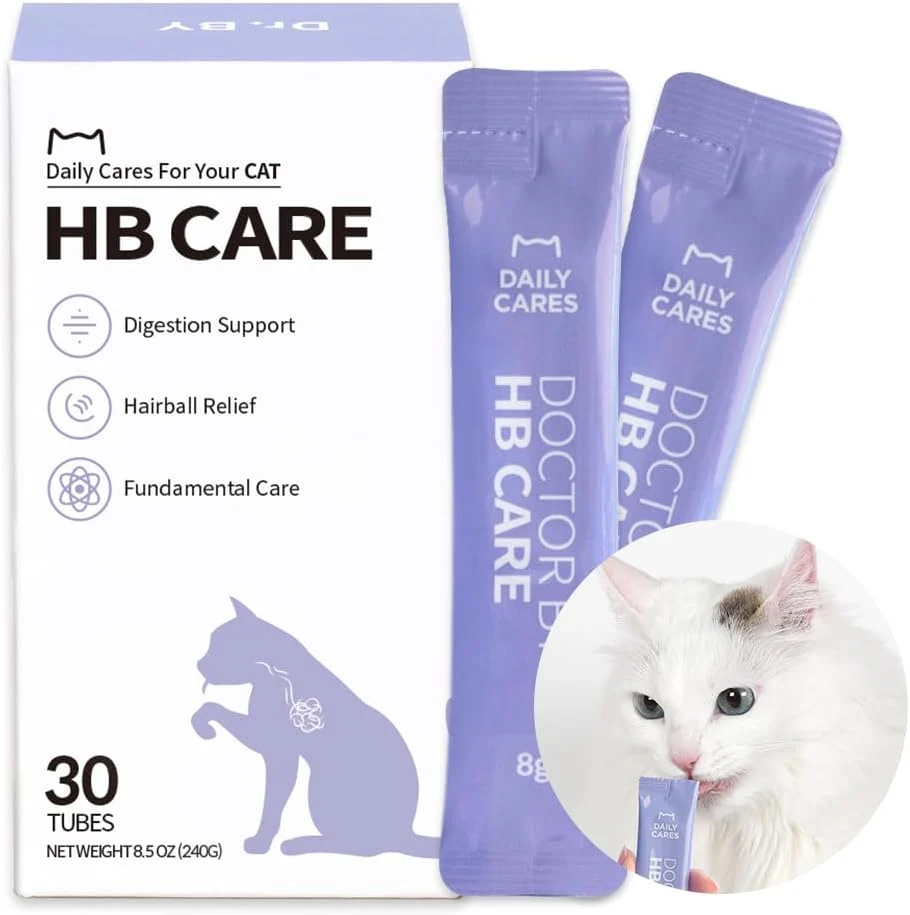Recyclable Dr.by HB Care Hairball Supplement for Cats– Hairball Relief Furball Control Remedy Digestive Support Supplements with Omega-3 Chitosan-30 Individuallly Packaged 1 Pack 30 Count Relaxed