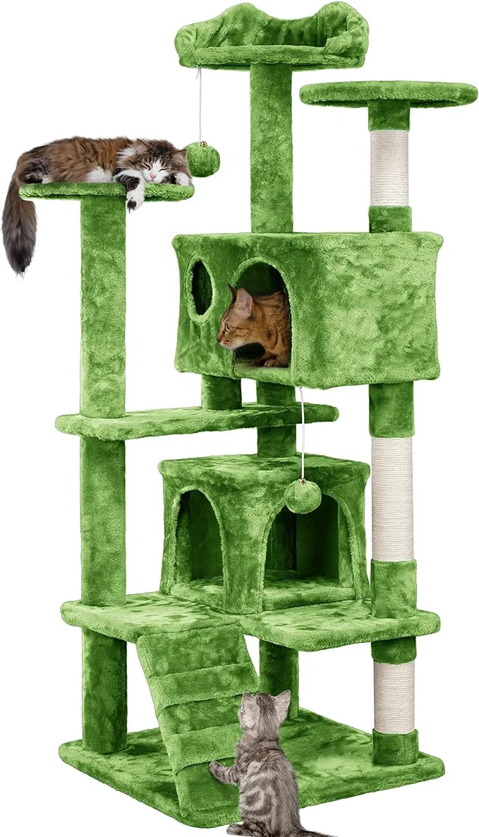 Reliable Yaheetech 54in Cat Tree Cat Tower with Large Condo Sisal Scratching Posts and Dangling Balls Pet Furniture for Kitten GreenAbout ThisOverview Refined