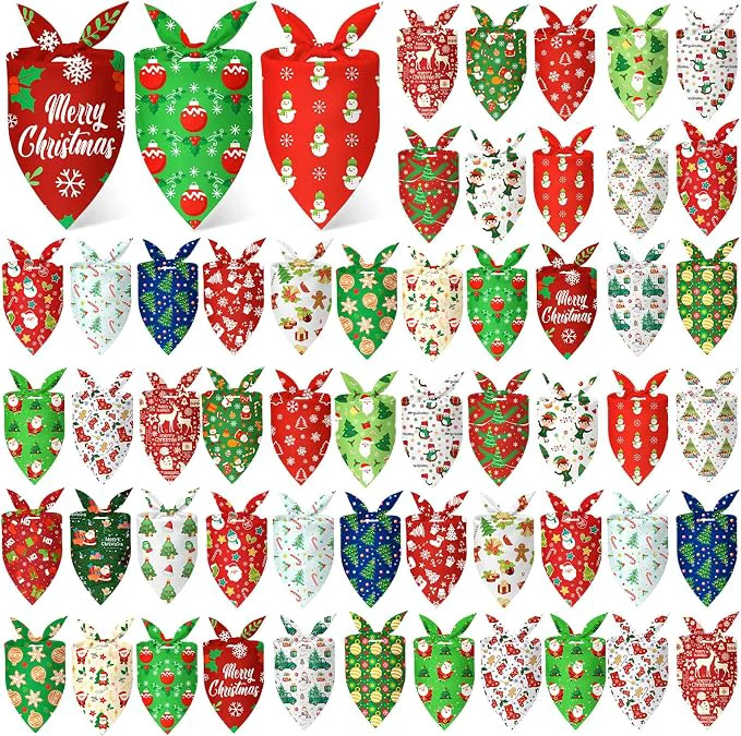 Safe Abbylike 50 Pieces Christmas Dog Bandanas Bulk Xmas Bandanas Minimalist