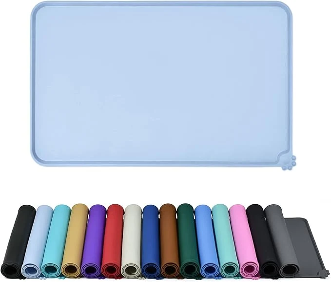High-Grade Waterproof Pet Feeding Mat with High Raised Edges Heavier and Thicker Placemats for Cat Dog Water Bowl with BPA Dogs Cats Food Mats for Messy Drinkers to Prevent Spill and Protect FloorsAbout ThisOverview Carefully Designed