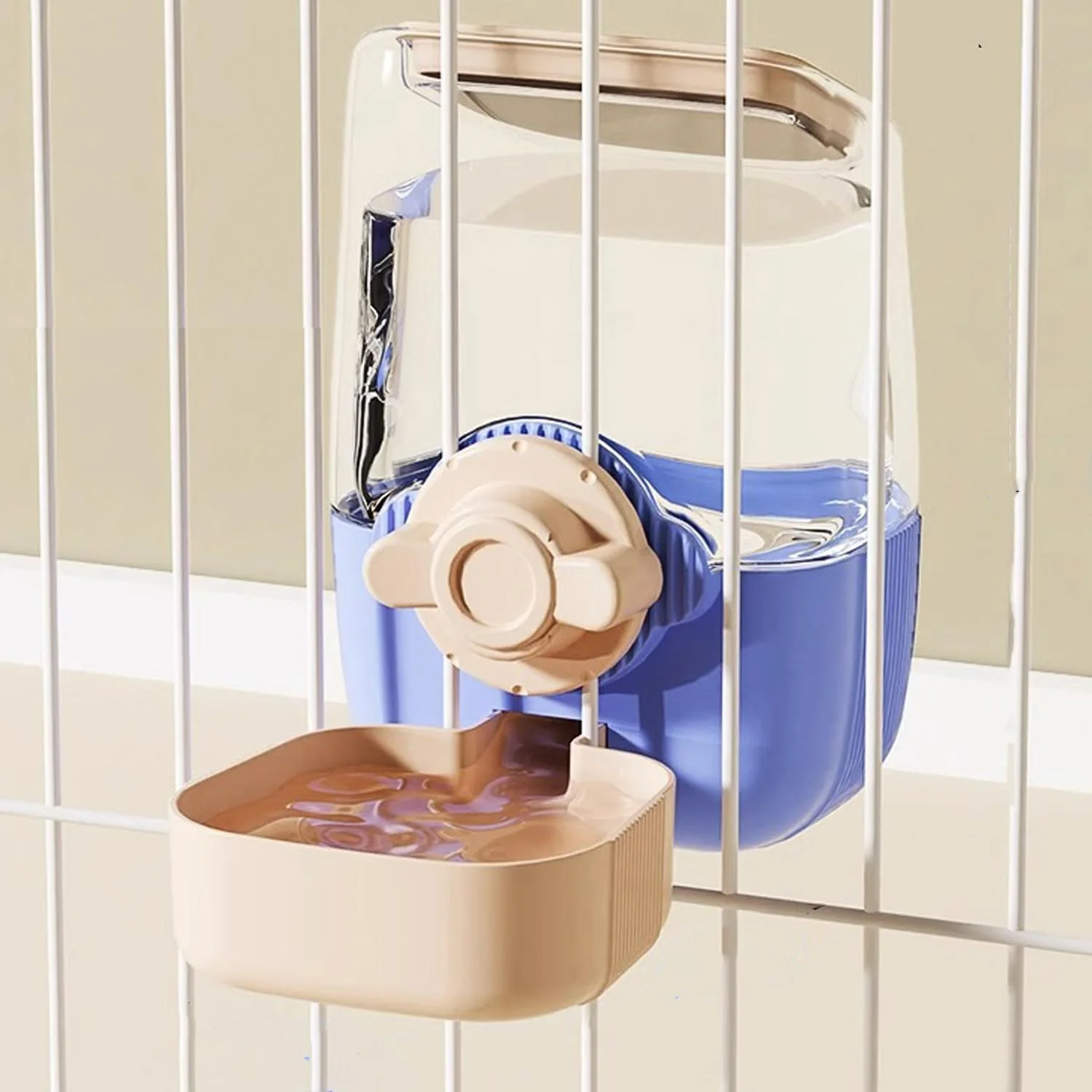 Pure Pet Hanging Automatic Feeders Drinking Bowls，Gravity Rabbit Feeder and Water Set，Cage Cat Food Bowl Feeding Station for Puppy Kitten Chinchilla Hedgehog Guinea Pig Ferret Pink Blue-Water High-Grade