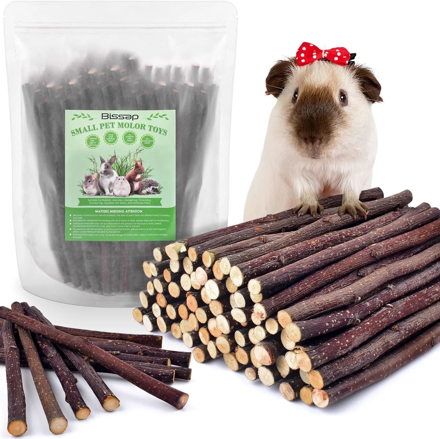 Safe Bissap 460g 16.2oz Apple Sticks for Rabbits Natural Bunny Chew Toys and Treats for Chinchilla Guinea Pig Hamster Gerbil Small Animals Pet Apple Wood Stick Toys Teeth Grinding Top-Quality