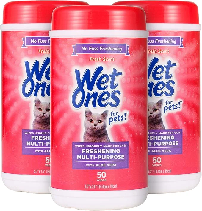 Elite Wet Ones for Cats Freshening Wipes Multi-Purpose Cat Grooming Wipes with Aloe Vera Helps Remove Dirt Odor and Dander Between Baths Fresh Scent 50 Count – 3 PackAbout This Prestigious