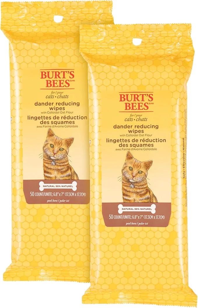 Relaxed BURT’S BEES FOR PETS Cat Dander Remover Wipes Unscented Soft Grooming Cloths with Colloidal Oat Flour Aloe Helps Reduce Flaking Between Baths for Cats Kittens 50 Count – PackAbout This
