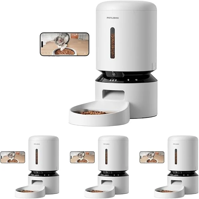 Luxury PETLIBRO Automatic Cat Feeder with Camera 1080P HD Video with Night Vision 5G WiFi Pet Feeder-with 2-Way Audio Low Food Blockage Sensor Motion Sound Alerts for Cat- Dog Single Tray Pack of 4 About ThisOverview Contemporary
