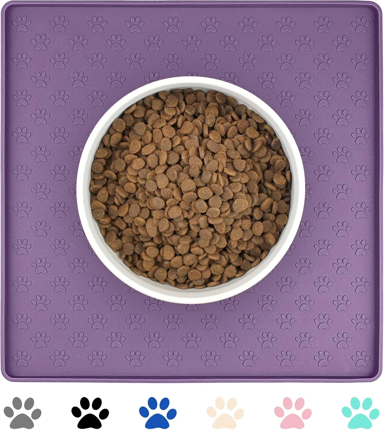 High-End Ptlom Dog Food Mat Anti-Slip Bowl Mats for Food and Water Waterproof Silicone Pet Placemat with High Raised Edges Non-Slip Puppy Feeding Tray for Small Medium Large Cats Dogs Purple 11.8 x11.8 Casual