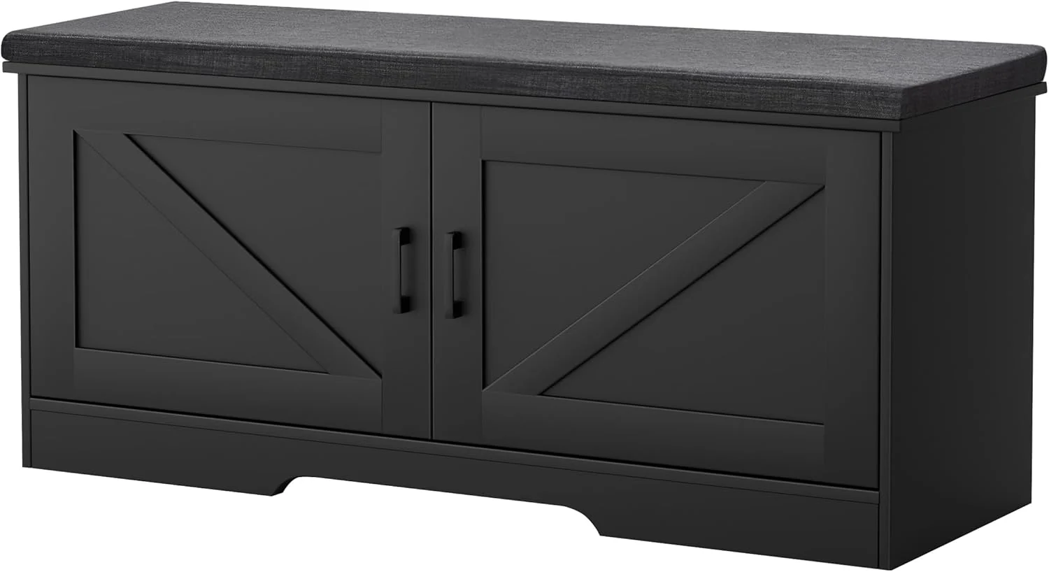 Green 2-Tier Storage Bench Shoe Bench with Padded Seat Cushion Entryway Bench with 2 Barn Doors Adjustable Shelf 13.8 D x 39.4 W x 17.7 H for Entryway Living Room Bedroom Black Elegant