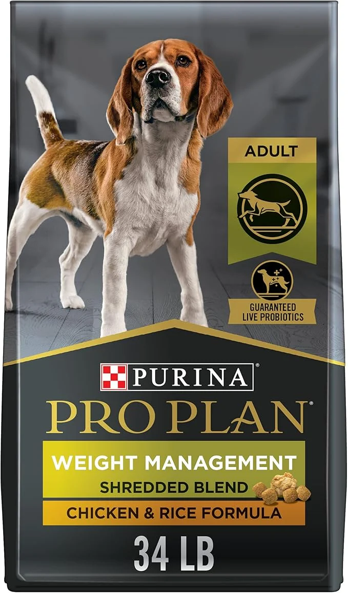 Enhanced Purina Pro Plan Weight Management Dog Food Dry Shredded Blend Chicken and Rice Formula – 34 lb. BagAbout This Natural
