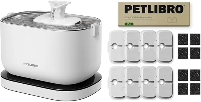 First-Class Bundle of PETLIBRO Cat Water Fountain with 8 Packs Pet Fountain Filters Sponges 2.5L 84oz Dockstream Water Fountains for Cats Indoor Cat Fountain with Stainless Steel Tray About ThisOverview Natural