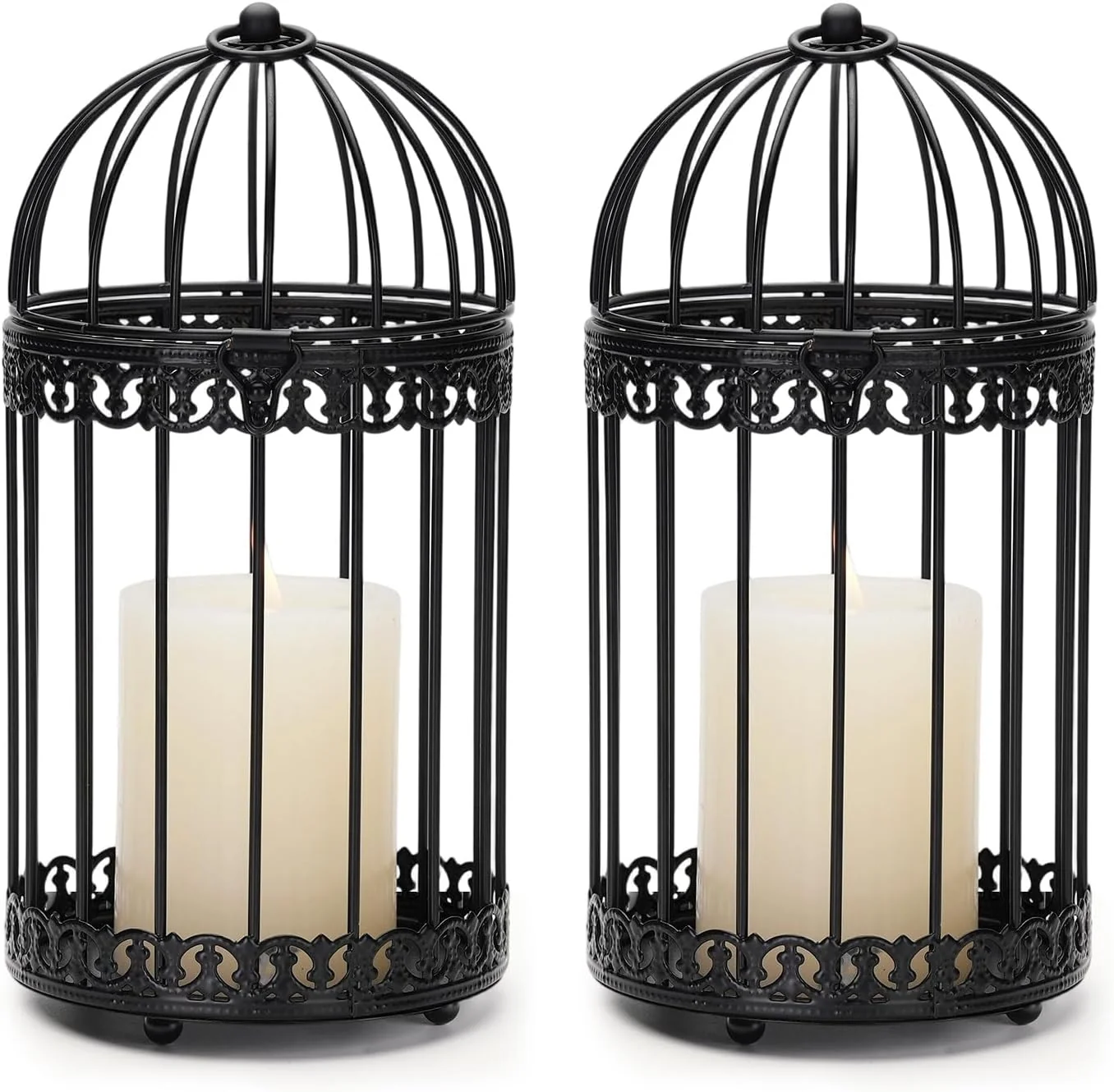 Smooth NUPTIO Vintage Bird Cage Lantern Black Hanging Bird Cage Decor Candle Lanterns for Centerpiece – Large Birdcage Pillar Candles Holder for Halloween Christmas Bridal Shower 10 Inch H Eco-Friendly