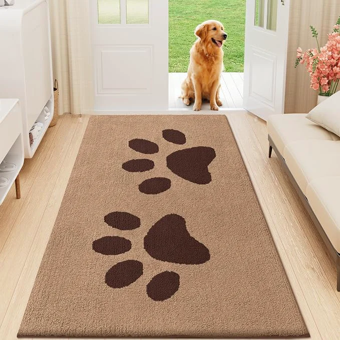 First-Class Buganda Dog Door Mat for Muddy Paws Absorbent Dirt Trapper Washable Indoor Contemporary