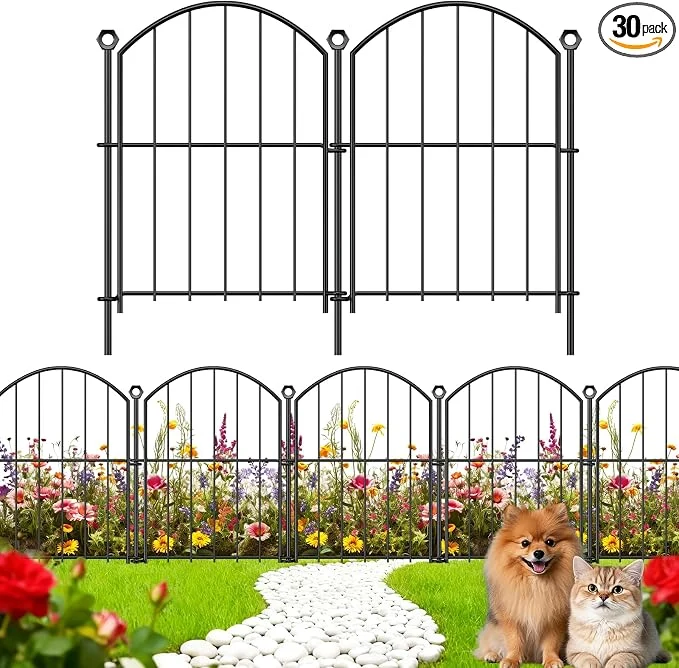 Original Design Decorative Garden Fence 17in x30ft 30 Pack Rustproof Metal No Dig Fence Animal Recyclable