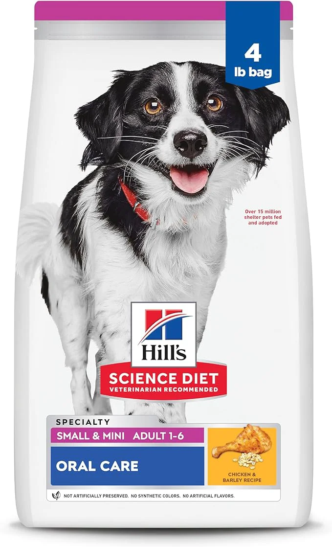 Trusted Hill’s Science Diet Oral Care Adult 1-6 Small Mini Breeds Plaque Tartar Buildup Support Dry Dog Food Chicken Rice Barley 4 lb BagAbout This Carefully Designed