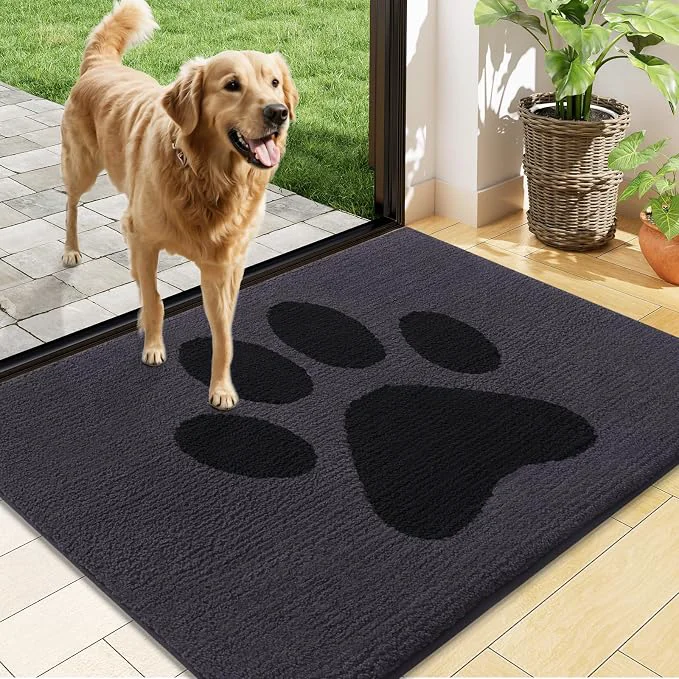 Unique Buganda Dog Door Mat for Muddy Paws Absorbent Dirt Trapper Non Slip Indoor Sustainable