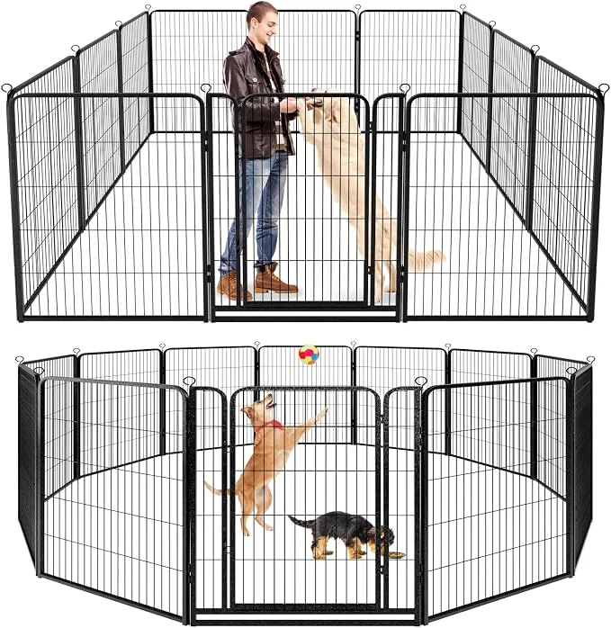 Responsible Dog Playpen Outdoor Extra Wide 12 Piece Panels Heavy Duty Dog Fence 47 Height Elegant