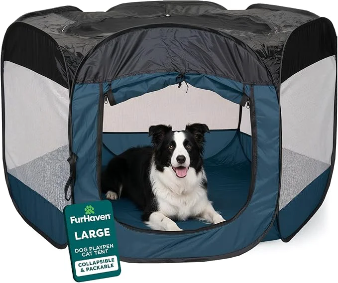 Innovative FurHaven Portable Pet Playpen for Dogs Cats Large Indoor Kitten Playpen Organic