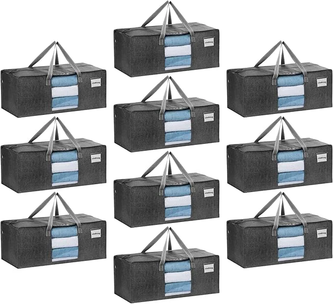 Powerful VENO 10 Pack Moving Bags Extra Large Storage Bags for College Move-In Heavy-Duty Storage Totes Packing Boxes and Wardrobe Moving Supplies – Durable Laundry Bags for Clothes Gray w Window 10 Pack About ThisOverview Effective