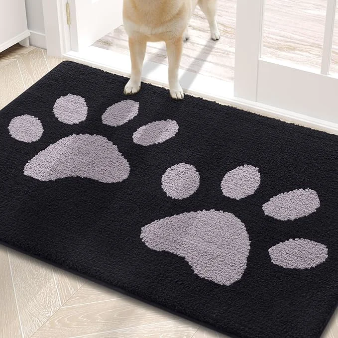 Detailed Buganda Dog Door Mat for Muddy Paws Absorbent Dirt Trapper Washable Indoor Soft
