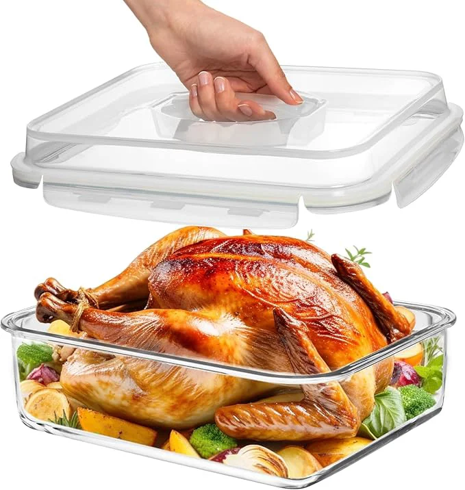 Artisan 4800 ML 163 oz 21 Cup LARGE Glass Food Storage Container with Airtight Locking Lid. I Storing food Vegetables Fruits. Baking Casserole Lasagna Roasting Turkey Chicken BPA Oven SafeAbout ThisOverview Stylish