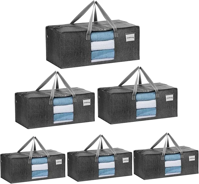 Enhanced VENO 6 Pack Moving Bags Extra Large Storage Bags for College Move-In Heavy-Duty Storage Totes Packing Boxes and Wardrobe Moving Supplies – Durable Laundry Bags for Clothes Gray w Window 6 Pack About ThisOverview Minimalist