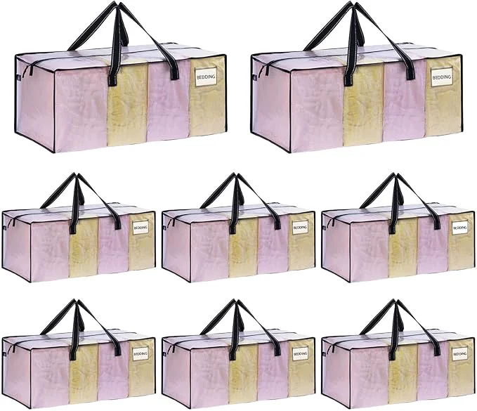 Eco-Friendly VENO 8 Pack Moving Bags Extra Large Storage Bags for College Move-In Heavy-Duty Storage Totes Packing Boxes and Wardrobe Moving Supplies – Durable Laundry Bags for Clothes Clear 8 Pack About ThisOverview Carefully Designed