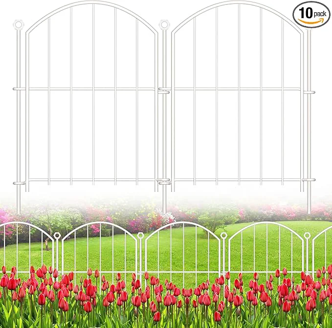 Enhanced Decorative Garden Fence 17in x10ft 10 Pack Rustproof Metal No Dig Fence Animal Premium Material