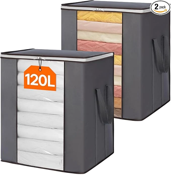 Recyclable Lifewit 120L Extra Large Blanket Storage Bags Foldable Comforter Storage with Reinforced Handles Clothes Storage Containers for King Comforter Bedding Pillow Sheet Storage Bin with Lids 2 PackAbout ThisOverview Detailed