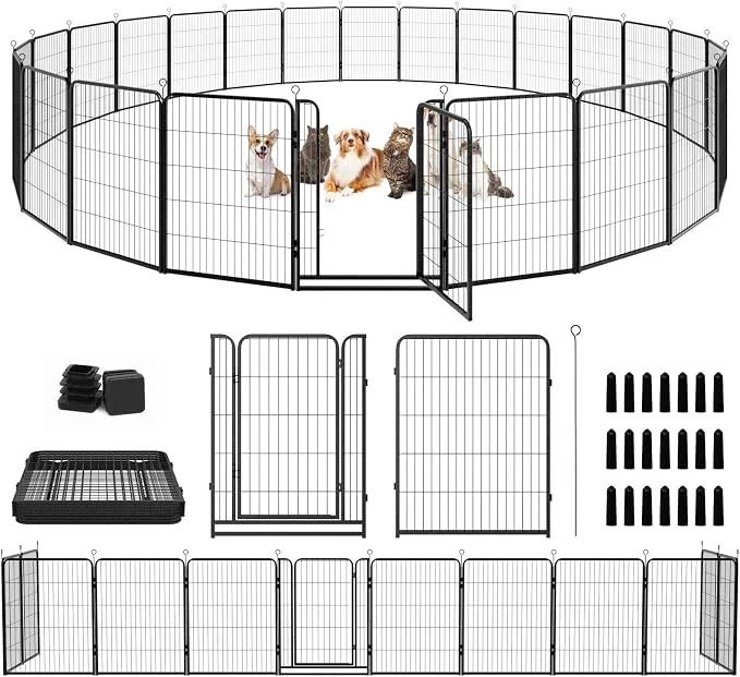 Refined Dog Playpen Outdoor Extra Wide 24 Piece Panels Heavy Duty Dog Fence 40 Height Effective
