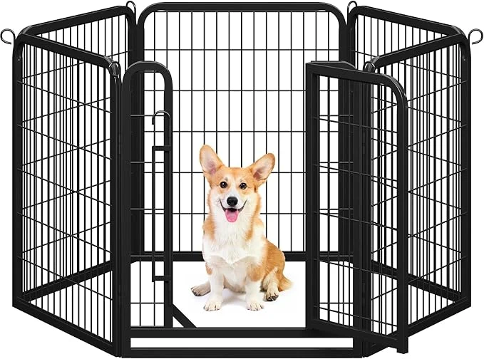 Reusable Yaheetech Dog Playpen Outdoor 32 inch 6 Panels Dog Pen Indoor Heavy Duty Puppy Convenient