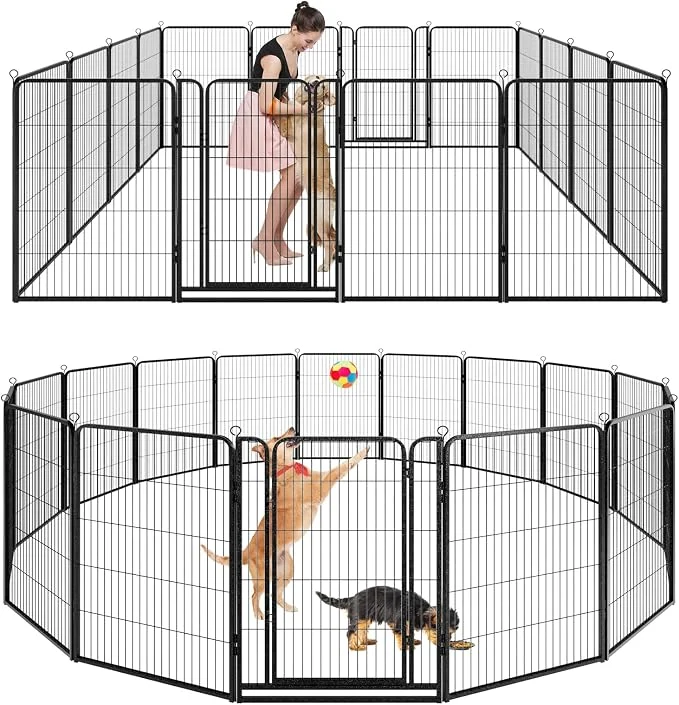 Premium Dog Playpen Outdoor Extra Wide 16 Piece Panels Heavy Duty Dog Fence 47 Height Easy-to-Use