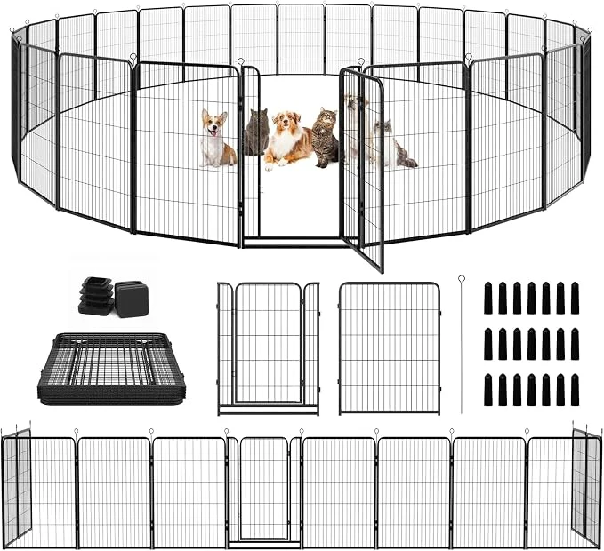 Contemporary Dog Playpen Outdoor Extra Wide 24 Piece Panels Heavy Duty Dog Fence 47 Height First-Class