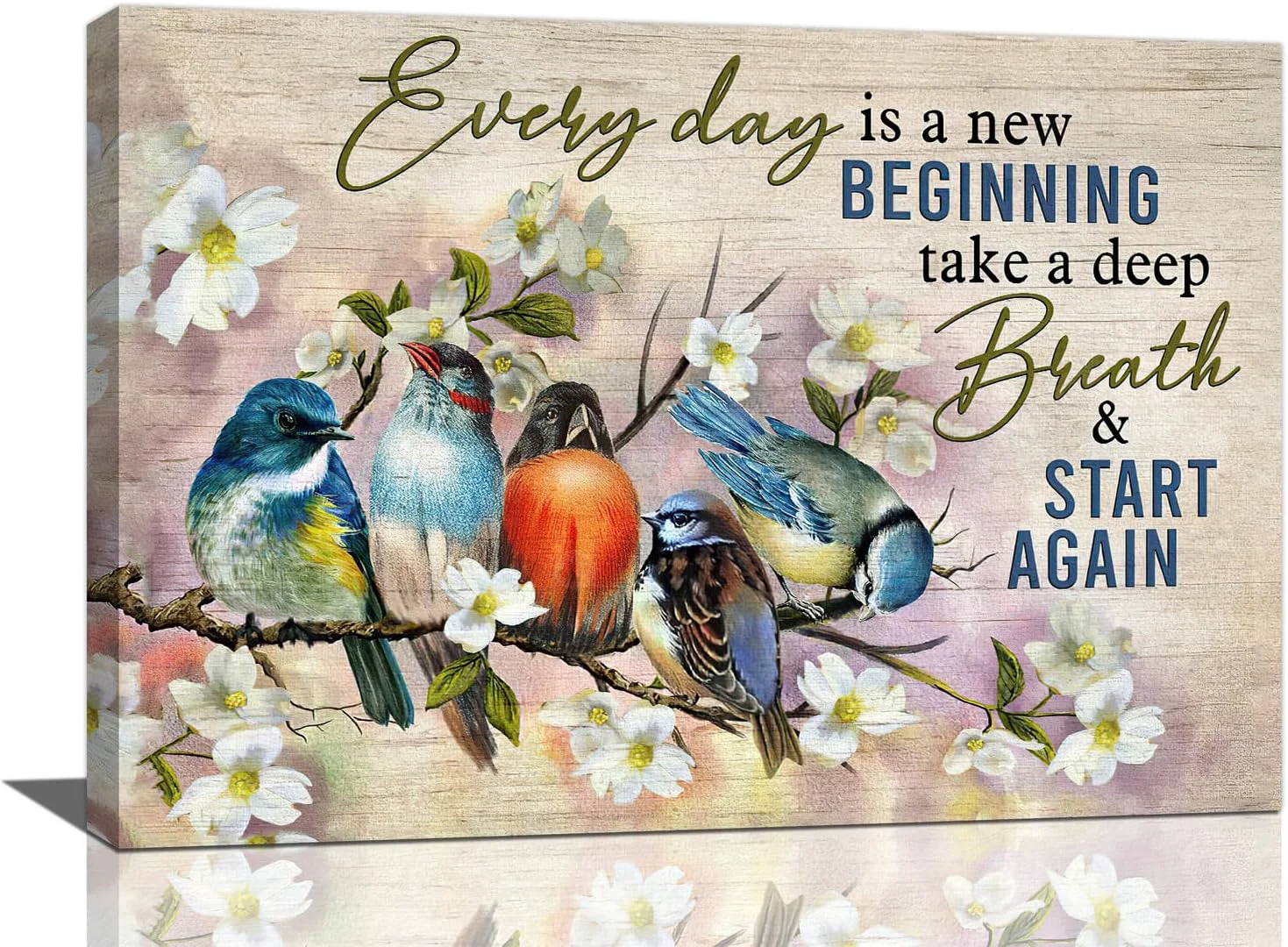 Fine Bird Wall Art Farmhouse Flower Branch Pictures Rustic Country Birds Wall Decor Floral Canvas Print Painting Artwork for Bathroom Living Room Bedroom 16 x24 Selected