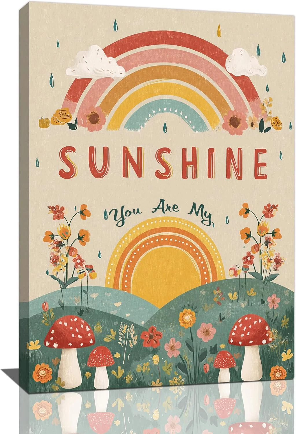 Natural You Are My Sunshine Inspirational Canvas Wall Art Motivational Encouragements Wall Decor First Communion Gifts for Girls Boys Toddler Teens Pictures Painting Print Artwork Framed Decorations Nursery Dorm Bedroom 16 x24 First-Class