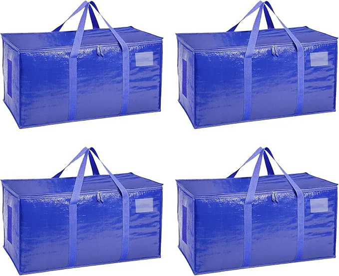 Advanced 4 Pack-Extra Large Heavy Duty Moving Bags – Waterproof Storage Totes with Handles Zippers Foldable for College Dorm Storage Blue About ThisOverview First-Class