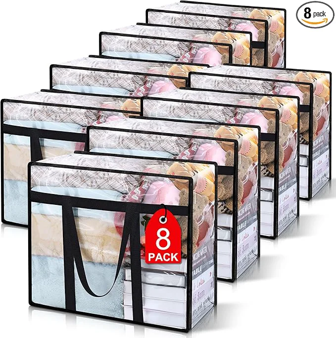 Quality 8Pack Clear Blanket Storage Bags Vinyl Comforter Clothes Storage Closet Organizers and Storage Containers Moving Bags with Reinforced Handle for Bedding Clothing Comforters Pillows Toys 40LAbout ThisOverview Smooth