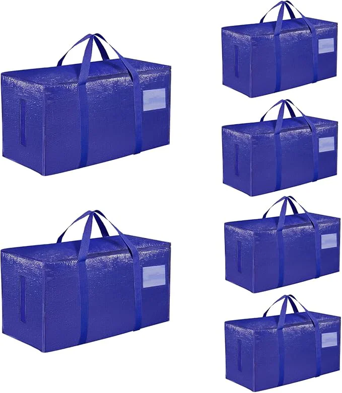First-Class 6 Pack-Extra Large Heavy Duty Moving Bags – Waterproof Storage Totes with Handles Zippers Foldable for College Dorm Storage Blue About ThisOverview Classic
