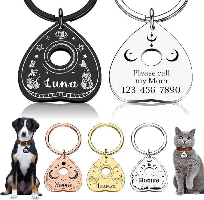 Recyclable Goth Cat Tags Personalized Halloween Gifts Stylish