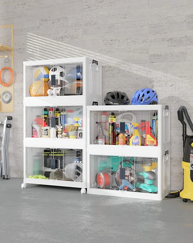 Environmentally Friendly OlarHike 97QT Stackable Storage Bins with Lids – Folding Storage Box with Doors and Wheels Collapsible Plastic Storage Drawers for Closets 5 Pack CubesAbout ThisOverview High-Performance
