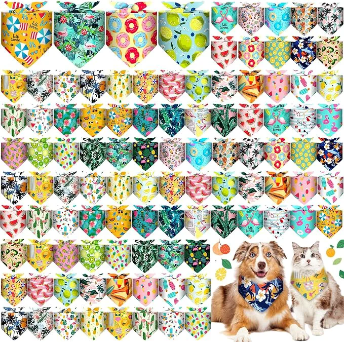 Selected Reginary 120 Packs Dog Bandanas Bulk Dog Scarf Adjustable Holiday Pet Scarf Detailed