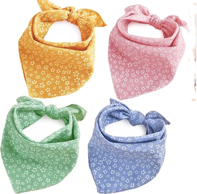 Comfortable 4PCS Spring Dog Bandanas Cat Birthday Cute Soft Cotton Puppy Scarfs Washable Artisan