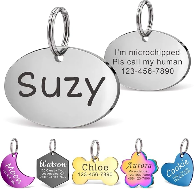 Fast Anavia Personalized Pet ID Tags Stainless Steel Glossy Laser Engraved Dog Cat Casual