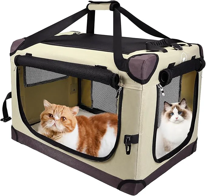 Quality Large Cat Carrier for Car Travel Soft Sided Collapsible Pet Carrier for Outdoor and Indoor Uses Roomy Extra Large Cat Carrier for 2 Kittens or Puppies Up to 50lbs Brown About ThisOverview Organic
